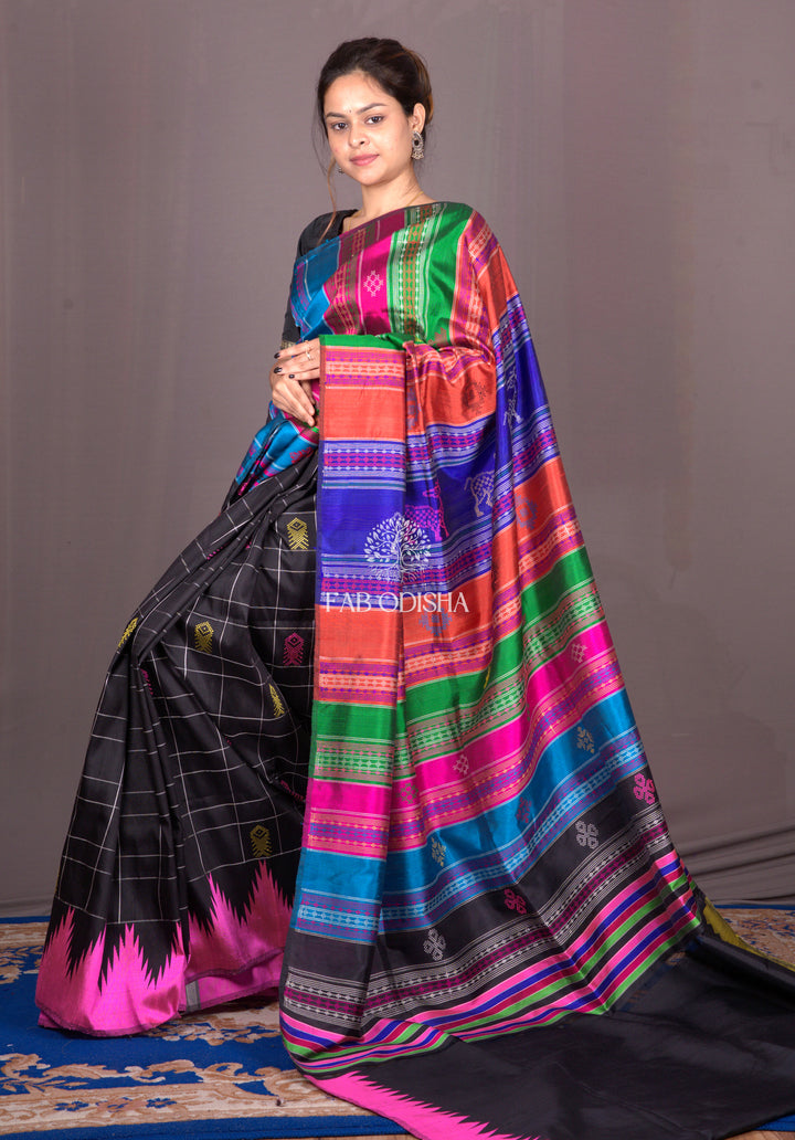 "SHYAMA VIRANGNA" BERHAMPURI DOUBLE PALLU SAREE