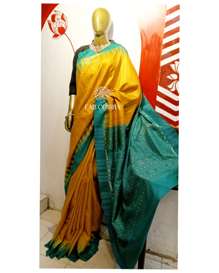 MELLOW-YELLOW GICHA TUSSAR SILK SAREE