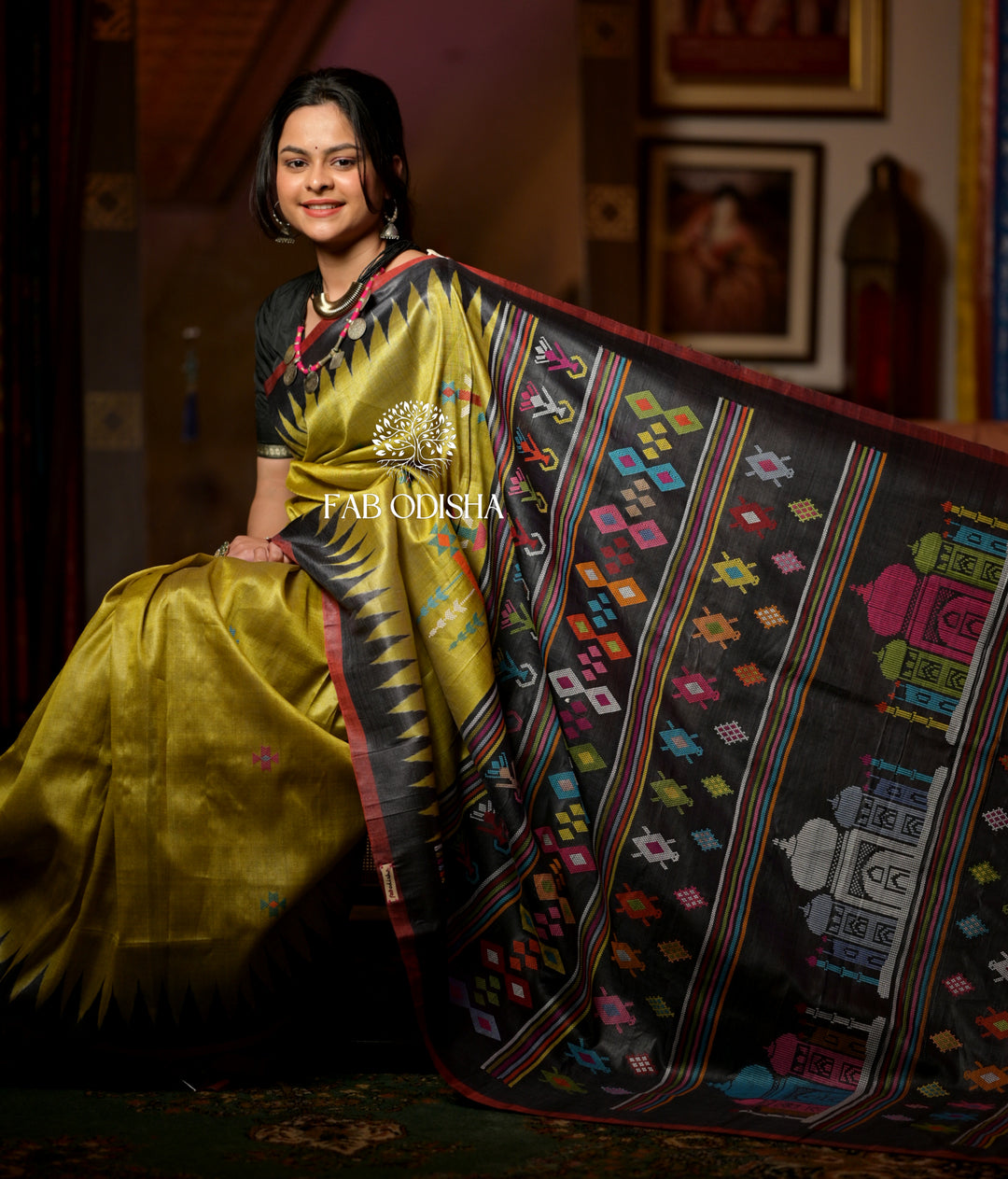 MASTER WEAVE - TAJ MAHAL FINE TUSSAR HANDWOVEN SILK SAREE