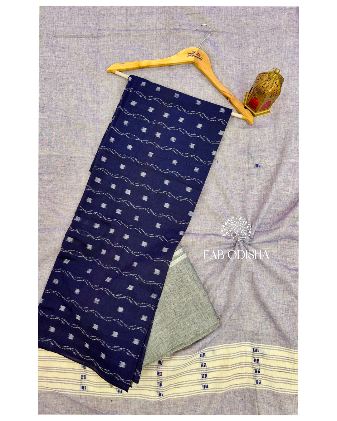 INDIGO -GREY IKAT COTTON DRESS MATERIAL