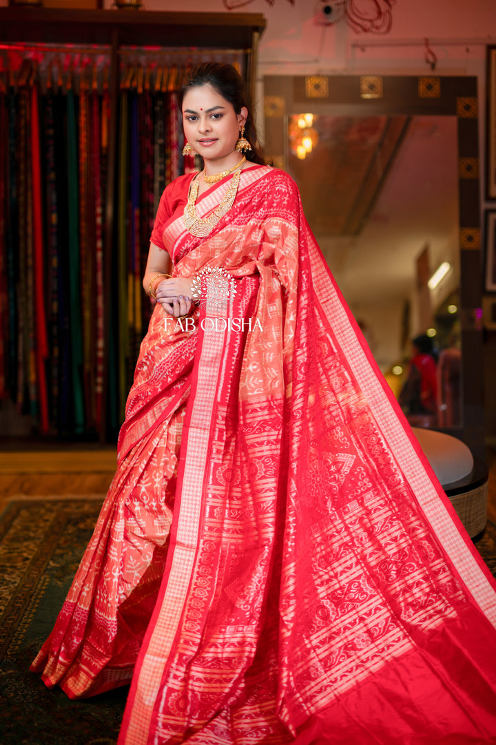 “DARBAR-E -SHAAN” DUAL COLOURED MASTER WEAVE SAMBALPURI BANDHA SILK PATTA SAREE