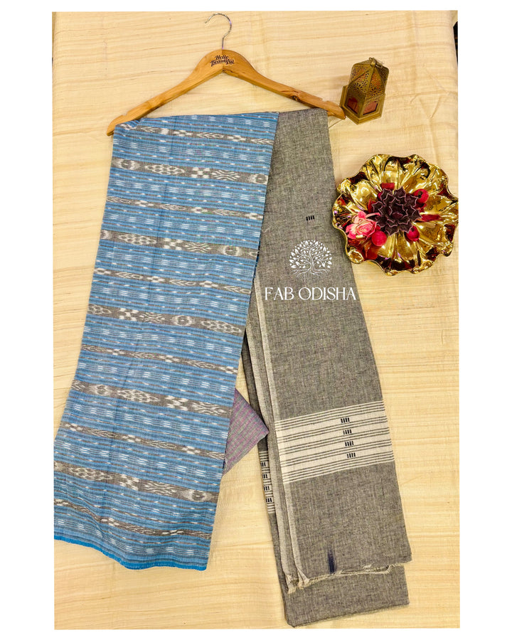 BLUE-GREY IKAT COTTON DRESS MATERIAL