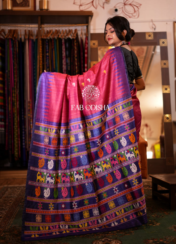 RAAS-LEELA PREMIUM JACQUARD HAND-WOVEN FINE TUSSAR SILK SAREE