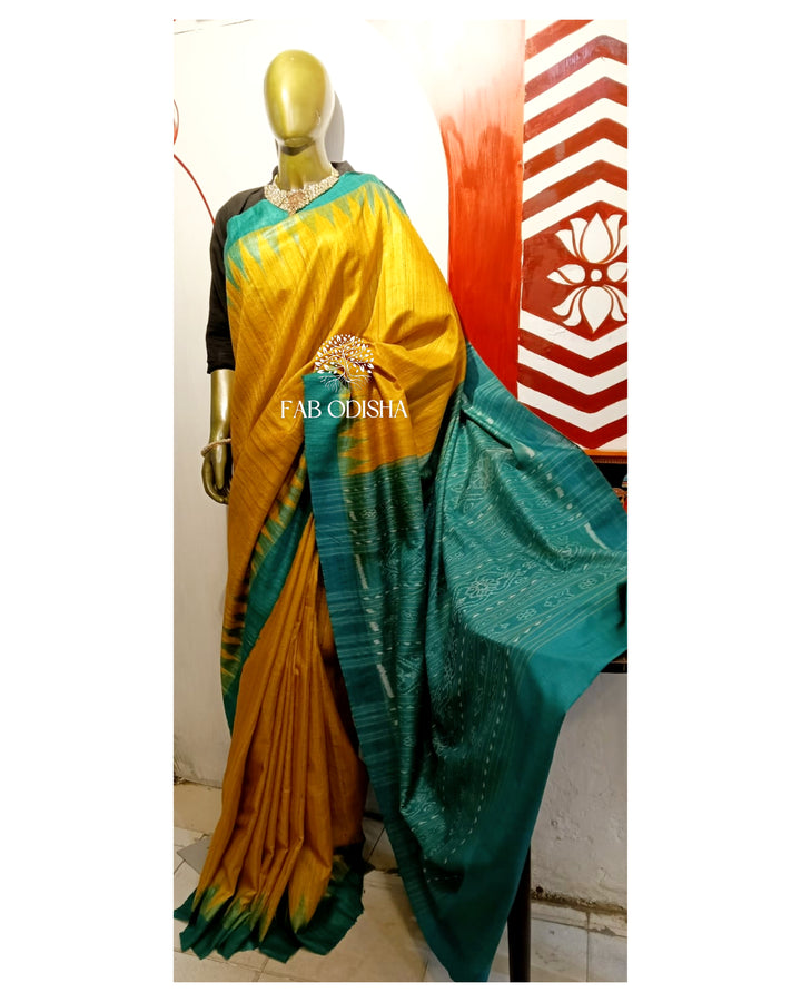 MELLOW-YELLOW GICHA TUSSAR SILK SAREE