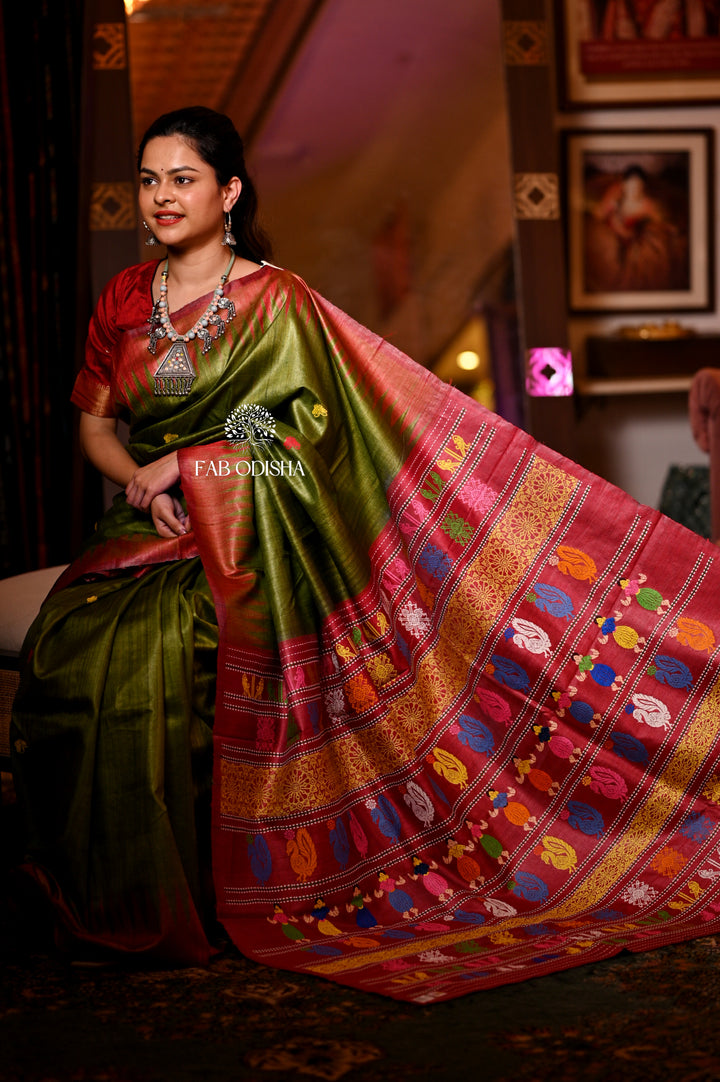 "SAVAAN-DE- BAHAR" LUXURIOUS SUPER FINE TUSSAR SAREE
