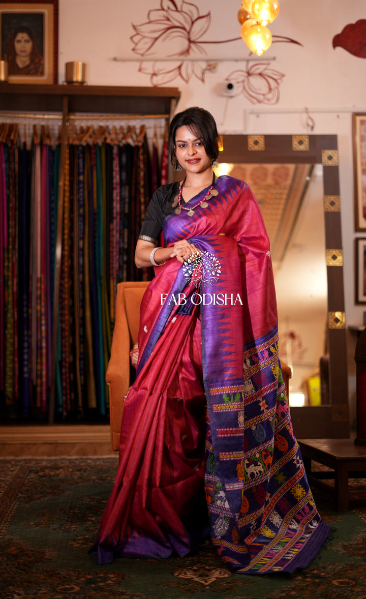 RAAS-LEELA PREMIUM JACQUARD HAND-WOVEN FINE TUSSAR SILK SAREE