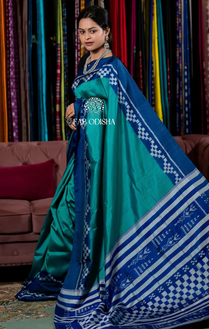 RAMA-GREEN ELITE MULBERRY HANDLOOM SILK SARE