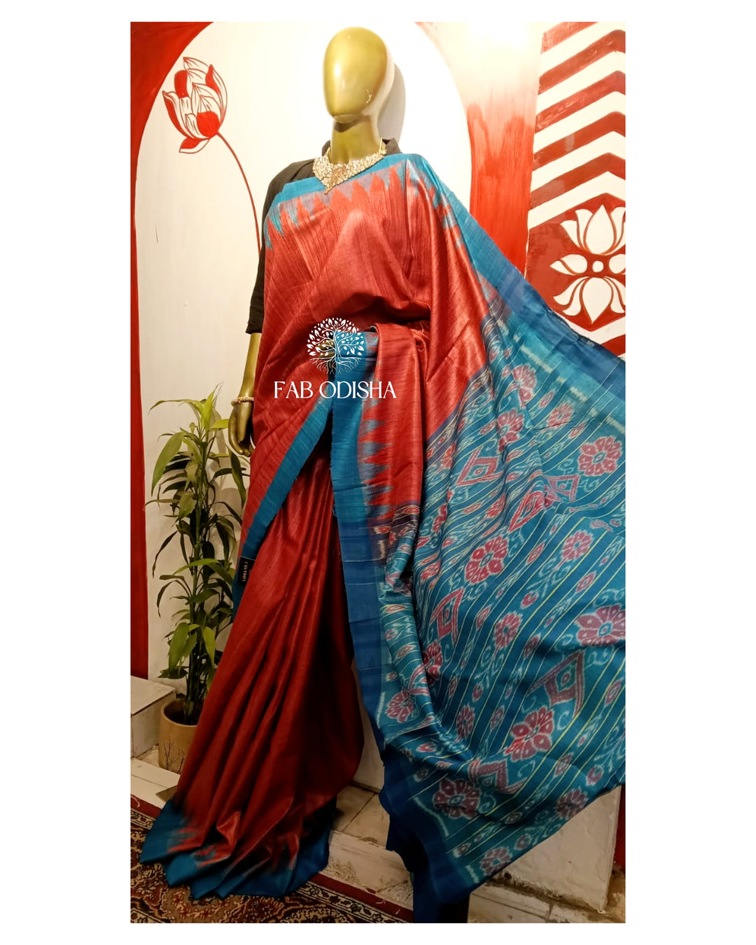 NEEL-NARANGI GICHA TUSSAR SILK SAREE