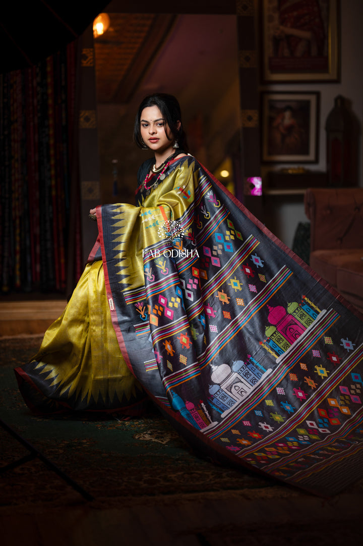 MASTER WEAVE - TAJ MAHAL FINE TUSSAR HANDWOVEN SILK SAREE