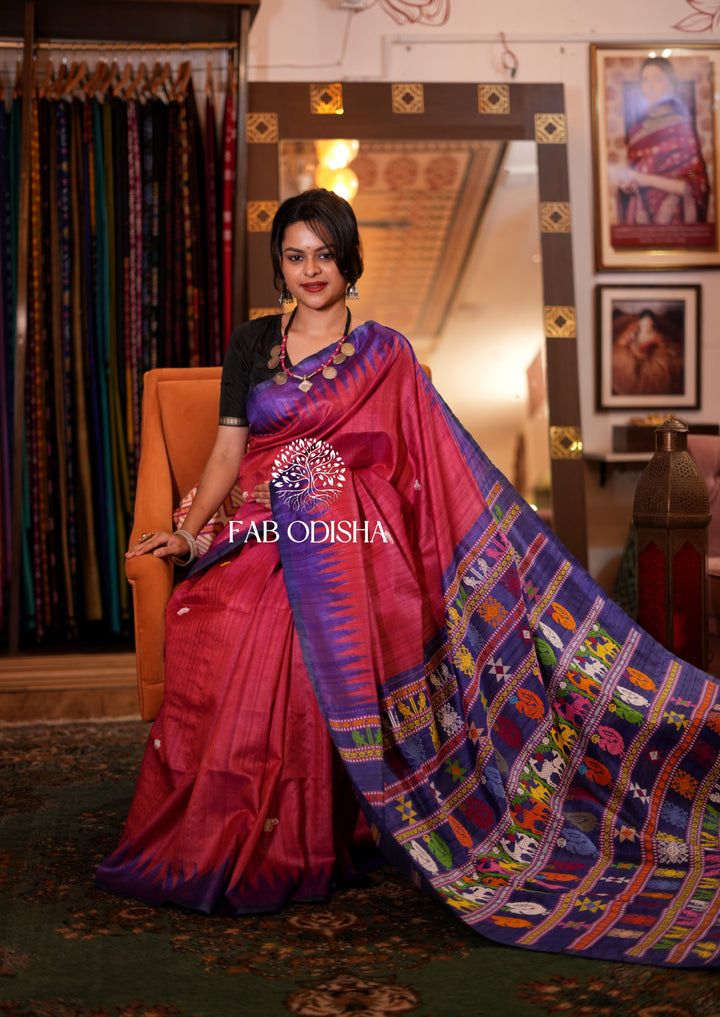 RAAS-LEELA PREMIUM JACQUARD HAND-WOVEN FINE TUSSAR SILK SAREE