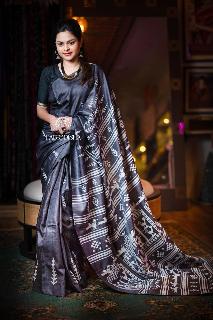 HERITAGE MASTER WEAVE DOLABEDI SUPER FINE TUSSAR SILK SAREE
