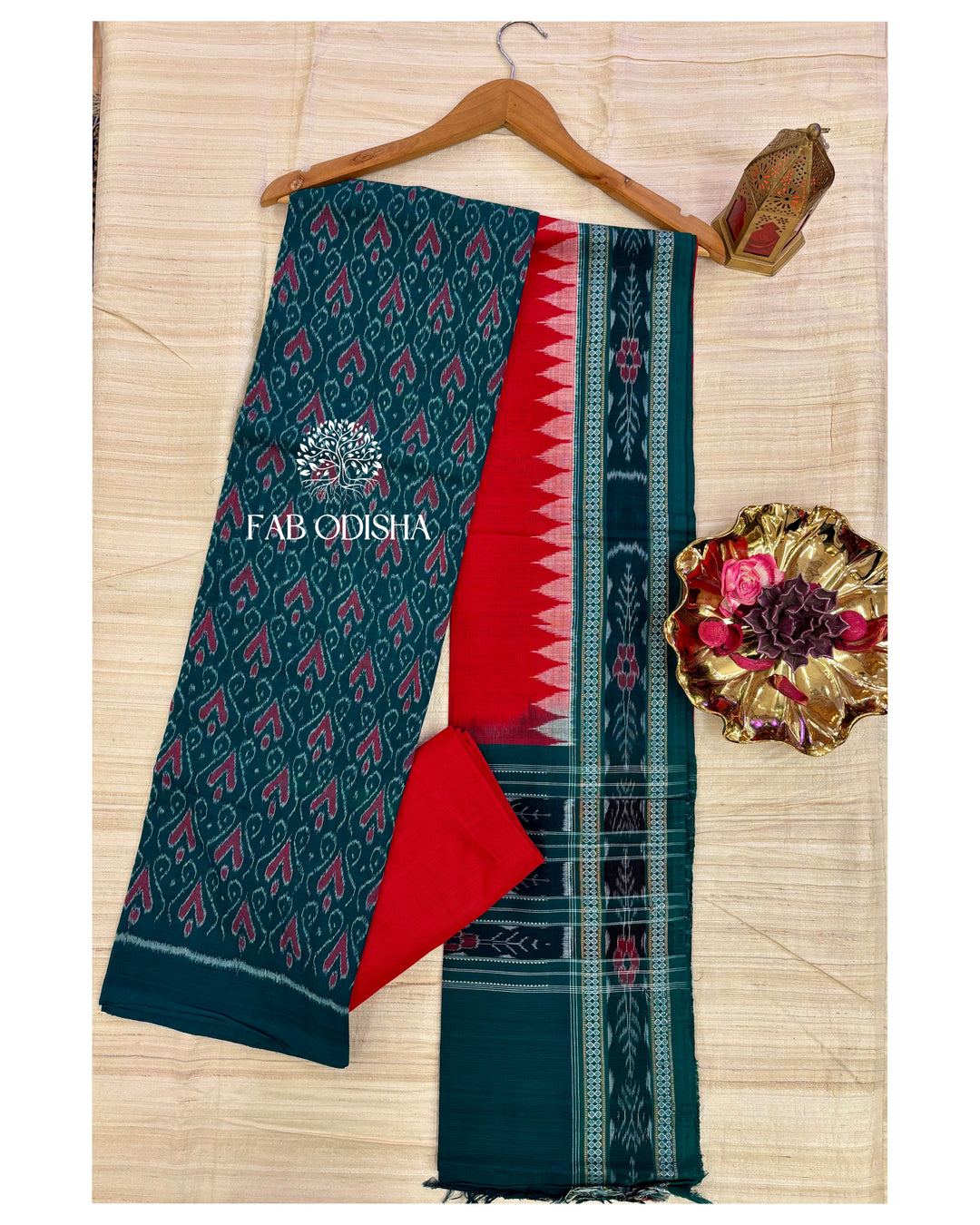 SAMBALPURI DOUBLE IKAT HANDWOVEN COTTON DRESS MATERIAL SET Fabodisha SAMBALPURI DOUBLE IKAT HANDWOVEN COTTON DRESS MATERIAL SET Fabodisha
