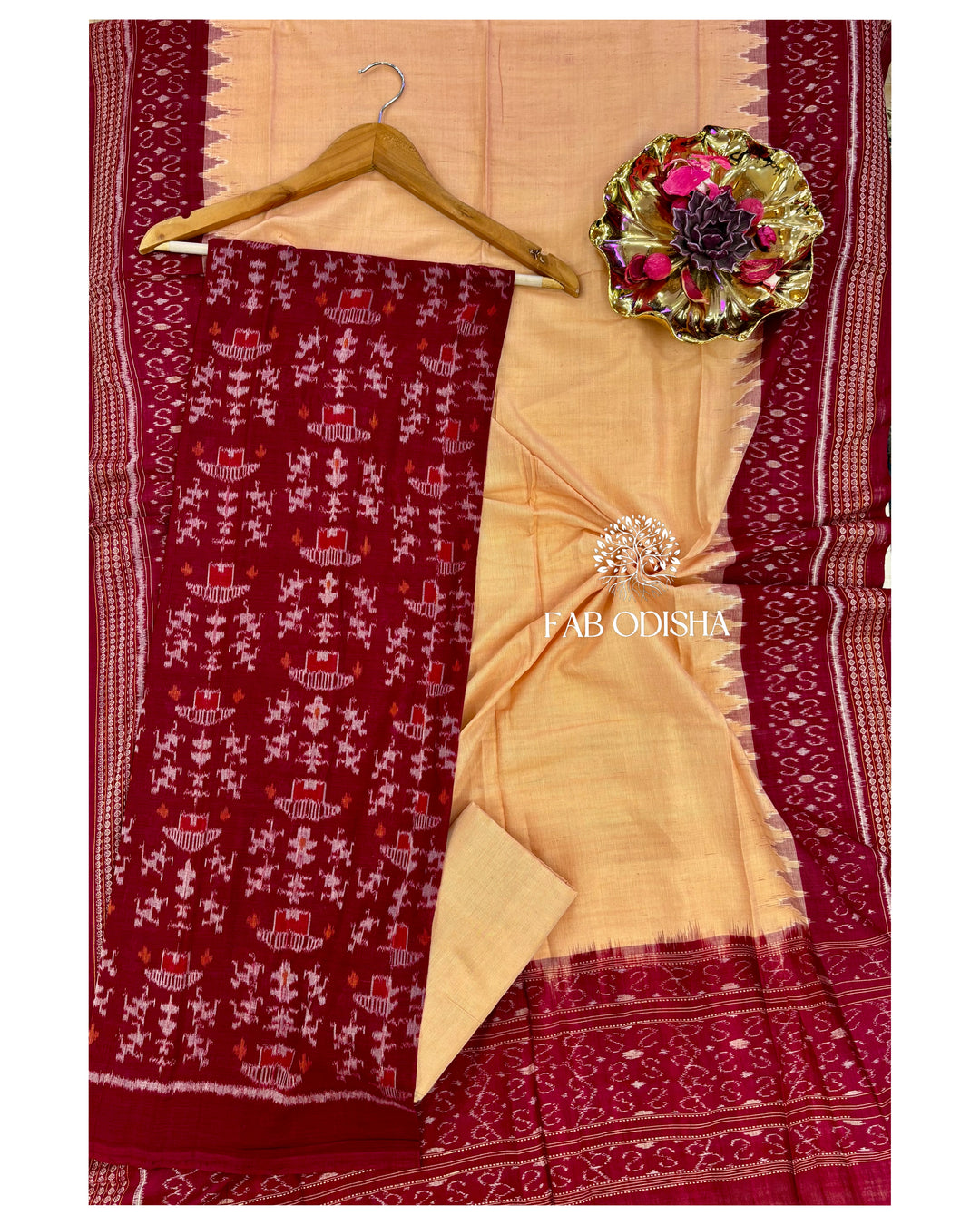 sambalpuri cotton dress material Blue Sambalpuri Ikat Embroidered Cotton 3pc Unstitched Dress Material Suit Set
