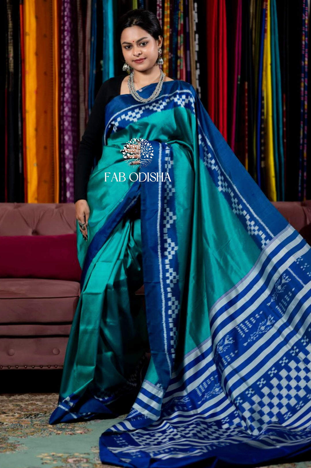 RAMA-GREEN ELITE MULBERRY HANDLOOM SILK SARE