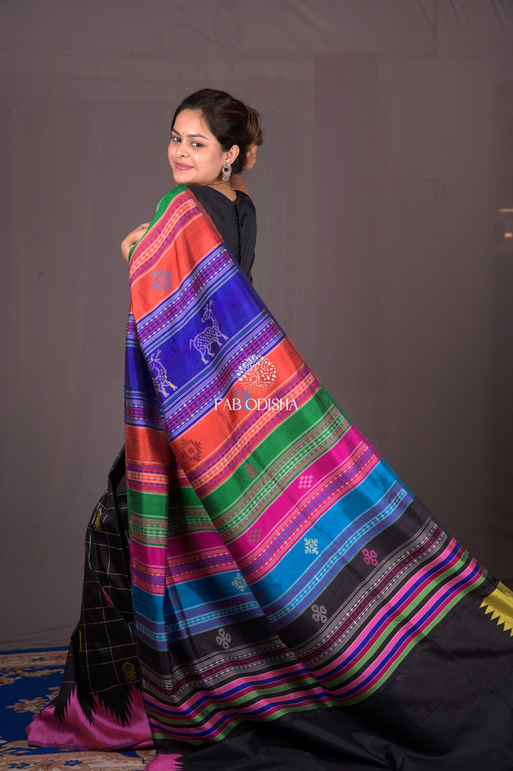 "SHYAMA VIRANGNA" BERHAMPURI DOUBLE PALLU SAREE