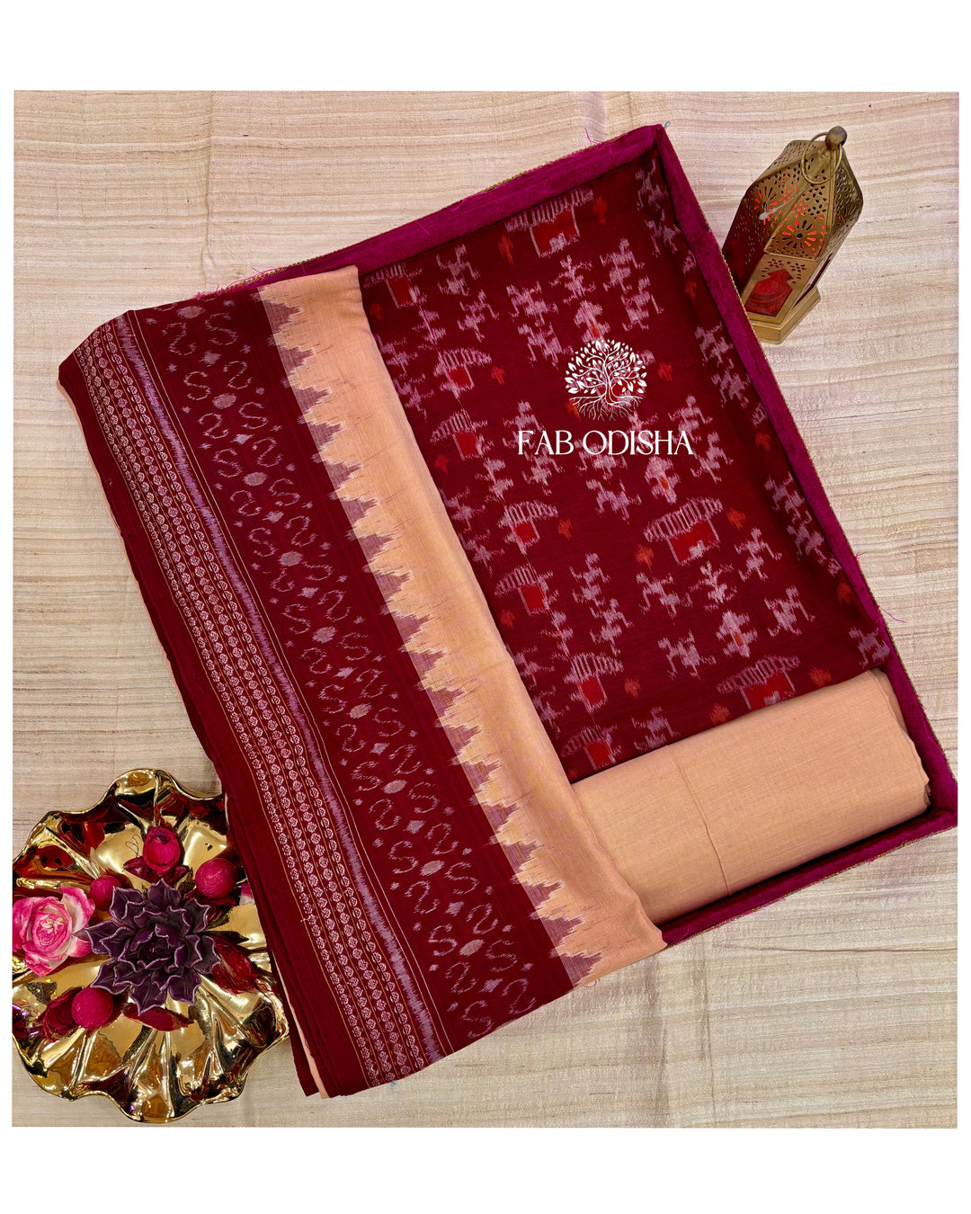 sambalpuri cotton dress material Blue Sambalpuri Ikat Embroidered Cotton 3pc Unstitched Dress Material Suit Set