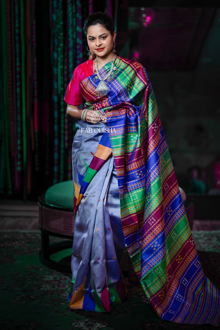 DOUBLE ANCHAL BERHAMPURI PATTA SILK SAREE