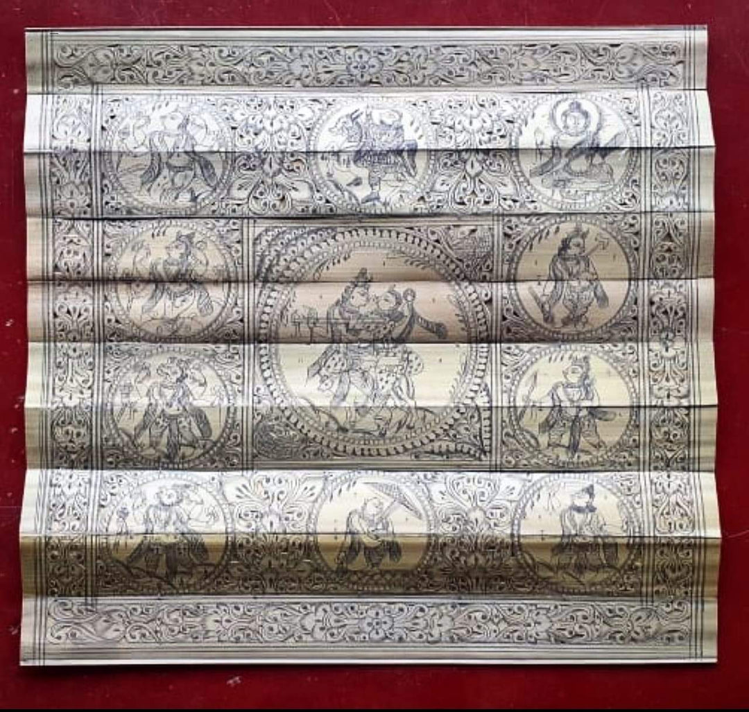 Rass Leela  & Krishna life story Palm leaf engrave