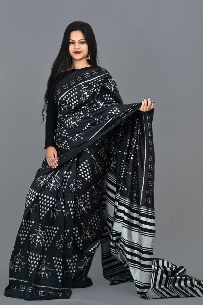 ROOPA JHOOTI BLACK ELITE MULBERRY SILK SAREE