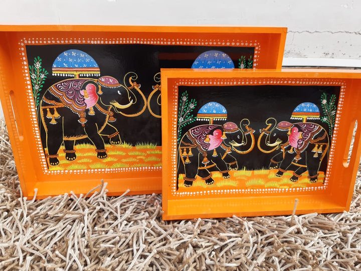 SET OF 2 Large & Medium  GAJARAJ TRAYS