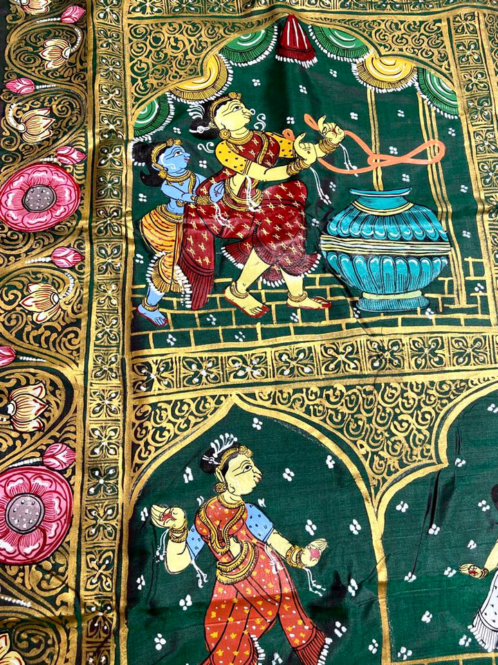 KRISHNA KATHA PURE SILK PATTACHITRA SAREE