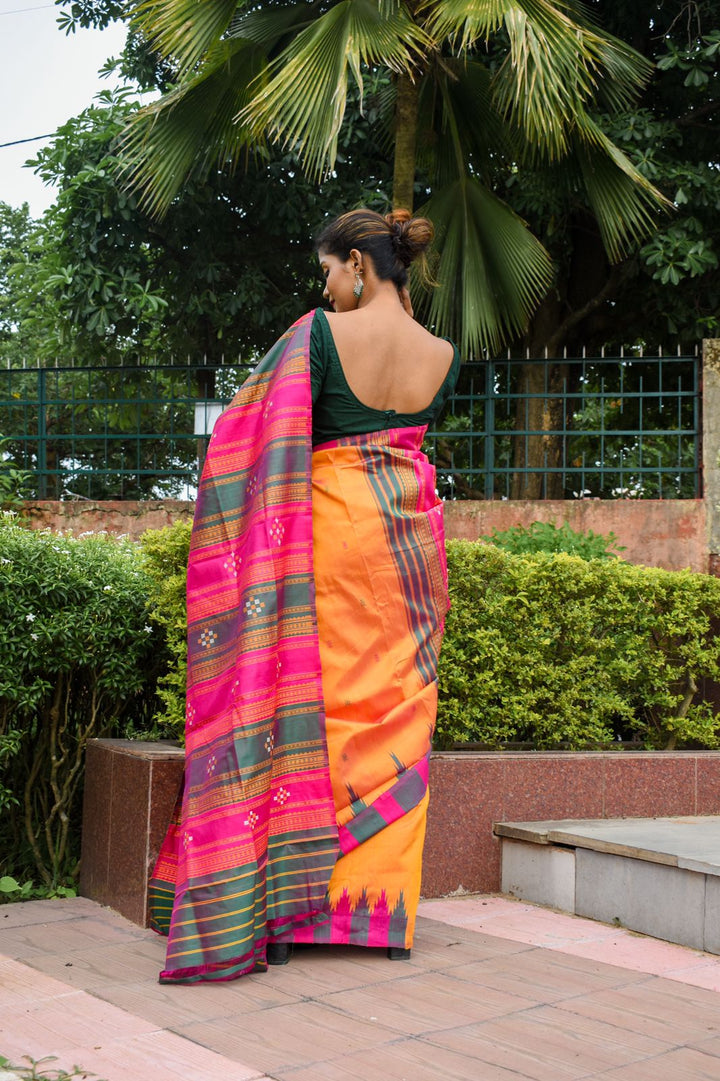 BRIDAL RESPLENDENT DOUBLE ANCHAL BERHAMPURI SILK PATTA SAREE
