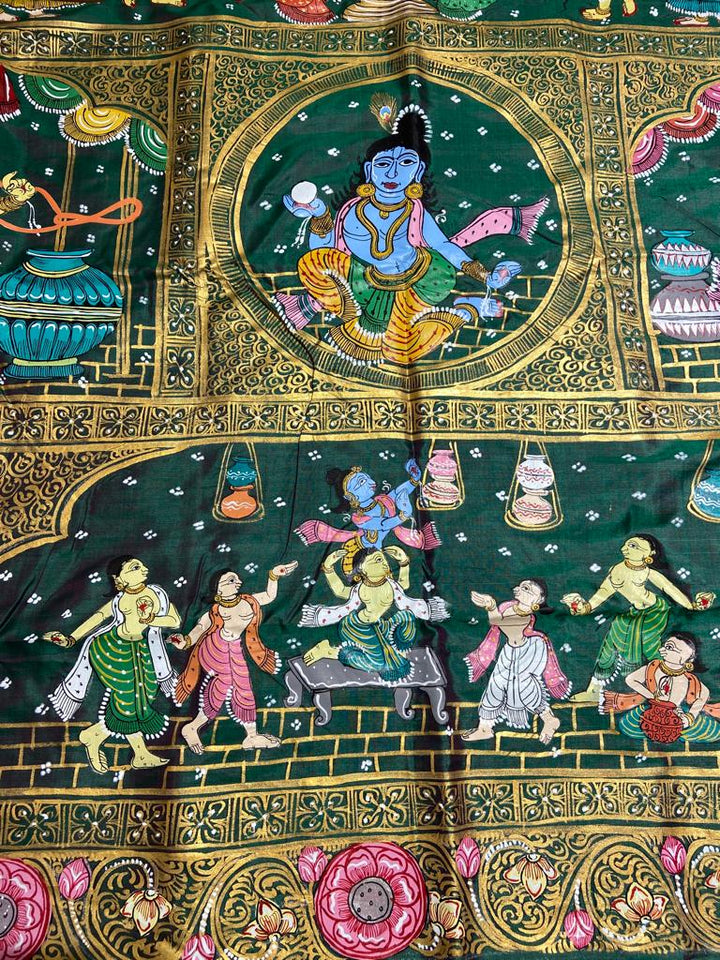 KRISHNA KATHA PURE SILK PATTACHITRA SAREE