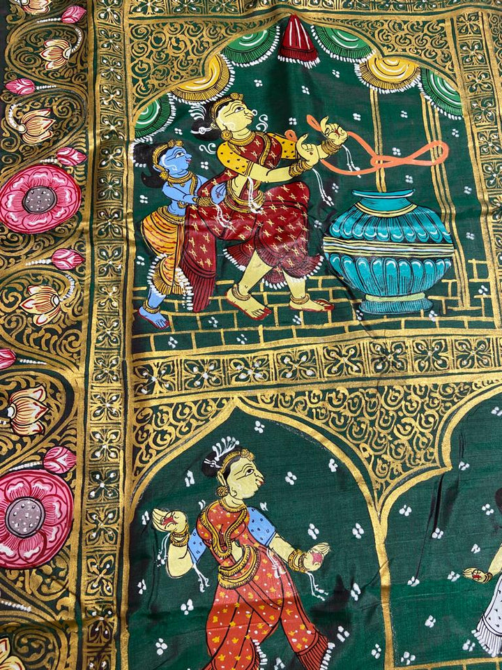 KRISHNA KATHA PURE SILK PATTACHITRA SAREE