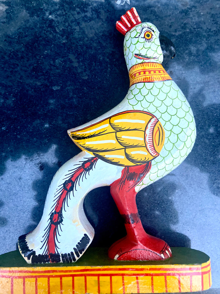 HANDCARVED/HANDPAINTED WOODEN BIRD STAND