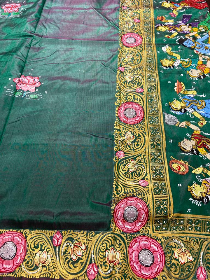 KRISHNA KATHA PURE SILK PATTACHITRA SAREE