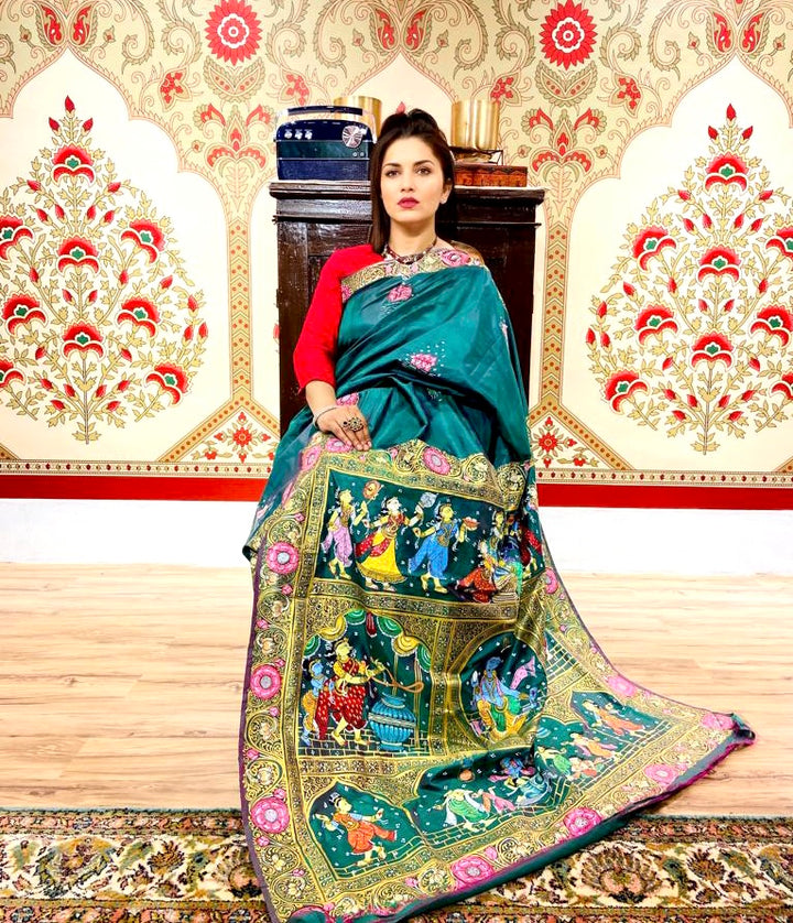 KRISHNA KATHA PURE SILK PATTACHITRA SAREE