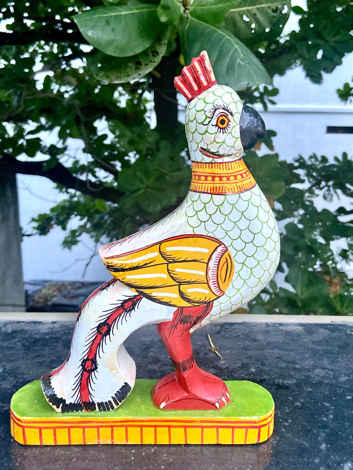 HANDCARVED/HANDPAINTED WOODEN BIRD STAND