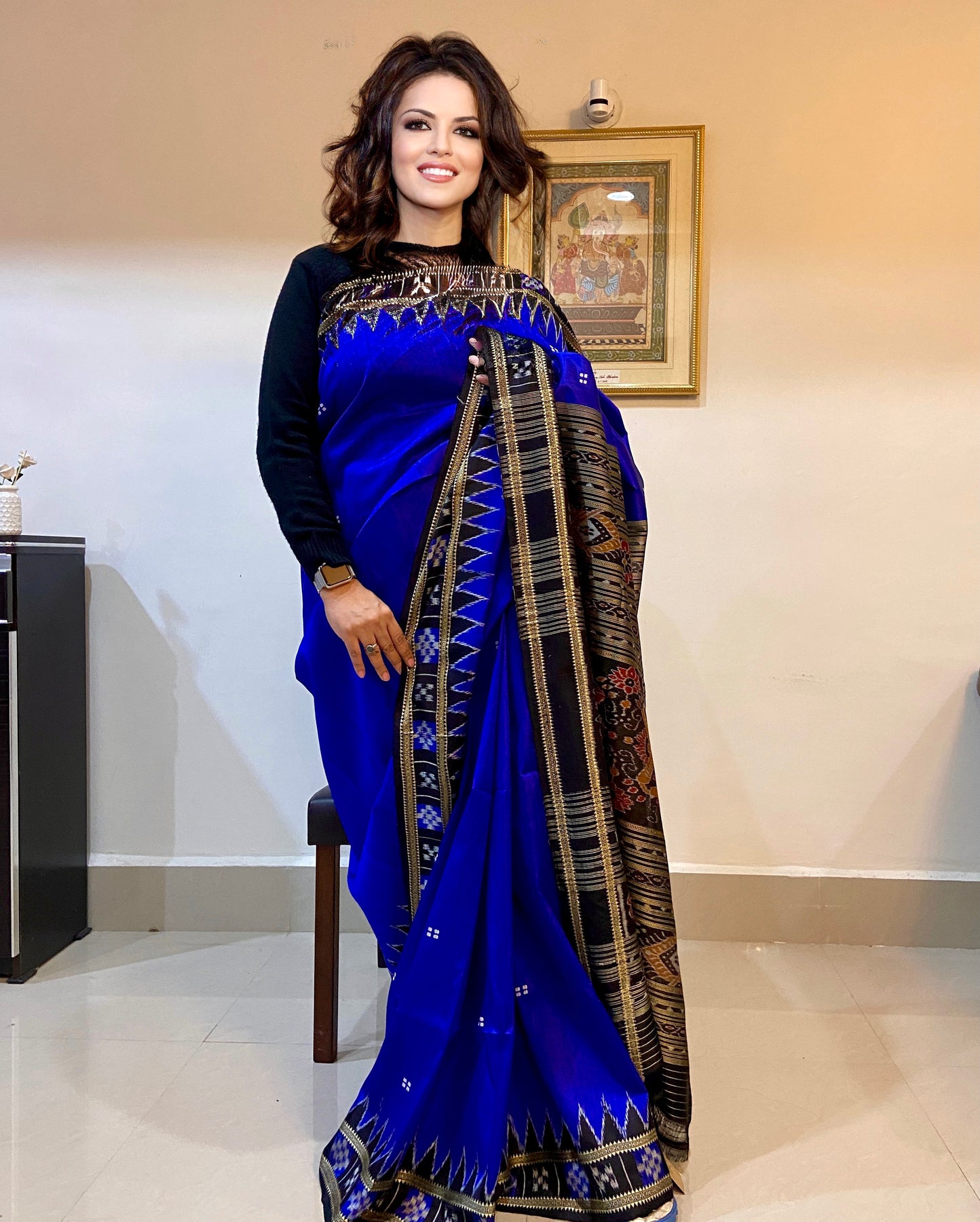 PASSAPALLI BORDER MID NIGHT BLUE MULBERRY SILK SAREE – Fabodisha