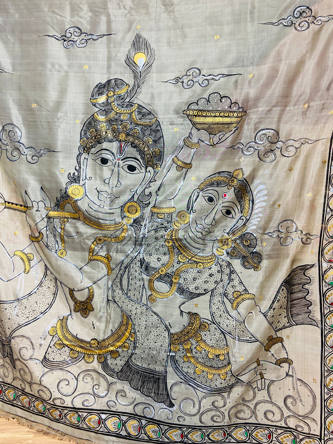 RADHA- KRISHNA PATTACHITRA HAND-PAINTED PURE SILK SAREE