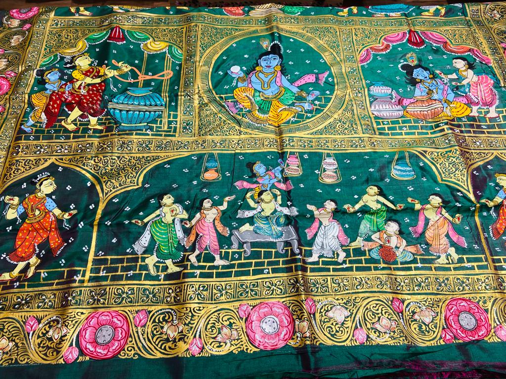 KRISHNA KATHA PURE SILK PATTACHITRA SAREE