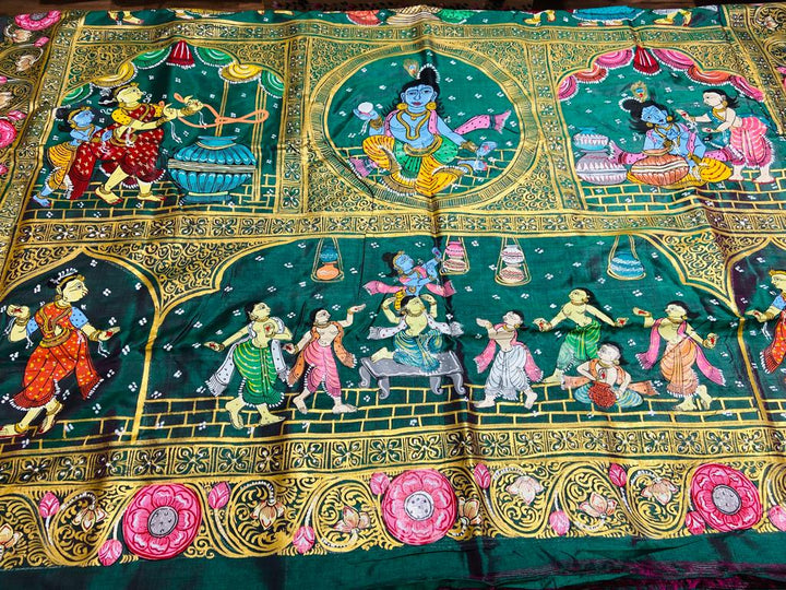 KRISHNA KATHA PURE SILK PATTACHITRA SAREE
