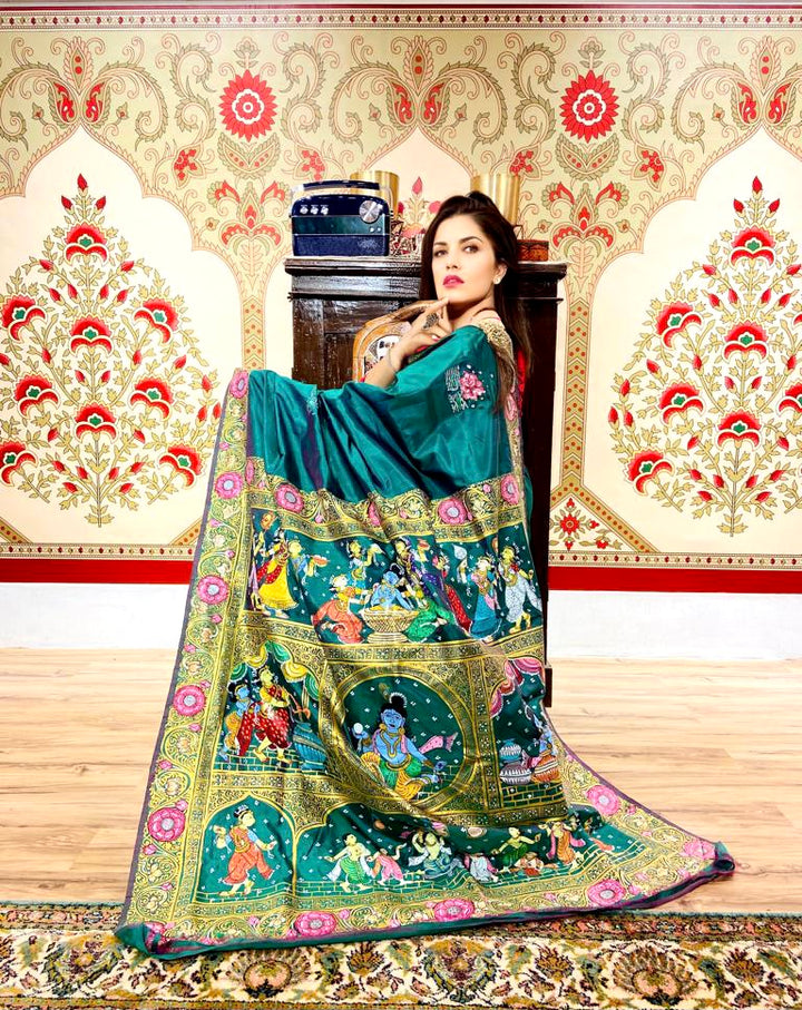 KRISHNA KATHA PURE SILK PATTACHITRA SAREE