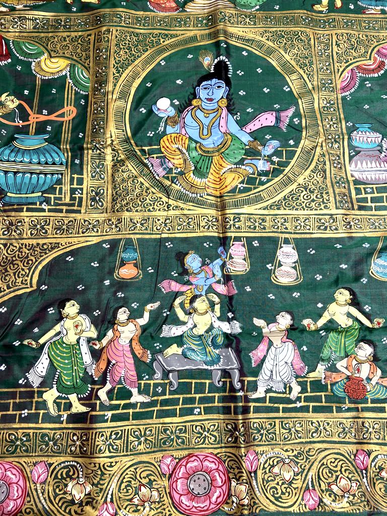 KRISHNA KATHA PURE SILK PATTACHITRA SAREE