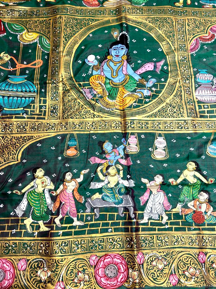 KRISHNA KATHA PURE SILK PATTACHITRA SAREE