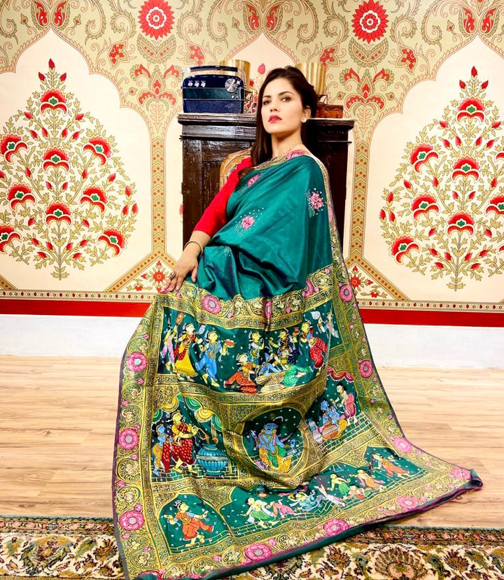 KRISHNA KATHA PURE SILK PATTACHITRA SAREE