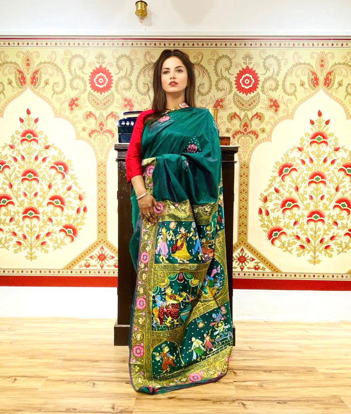 KRISHNA KATHA PURE SILK PATTACHITRA SAREE
