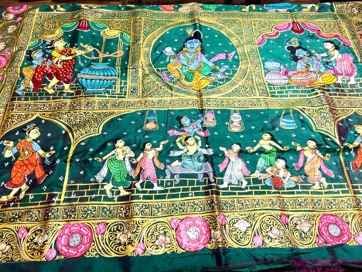 KRISHNA KATHA PURE SILK PATTACHITRA SAREE